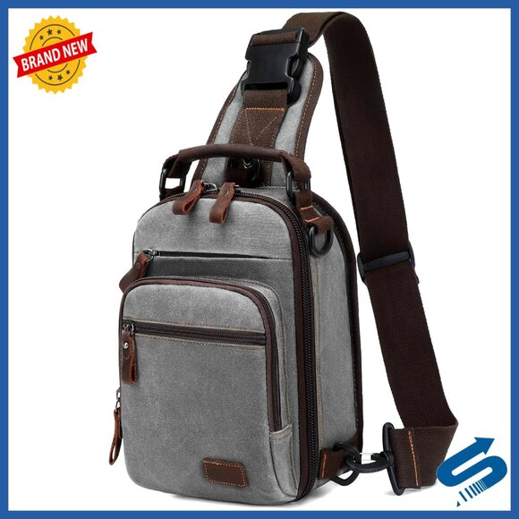 Water Resistant Waxed Canvas Crossbody Sling Bag for Men Daypack